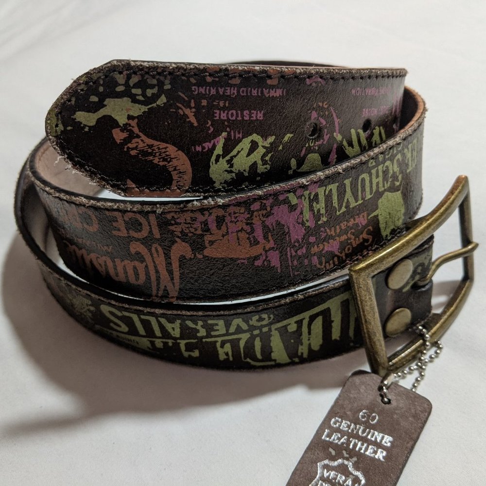 36"-38" Vera Pelle (Genuine Leather) Graffiti Belt